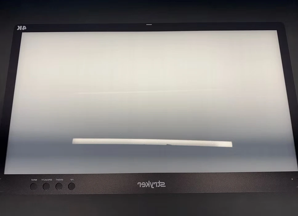 Close-up of a black Stryker 4K medical display
